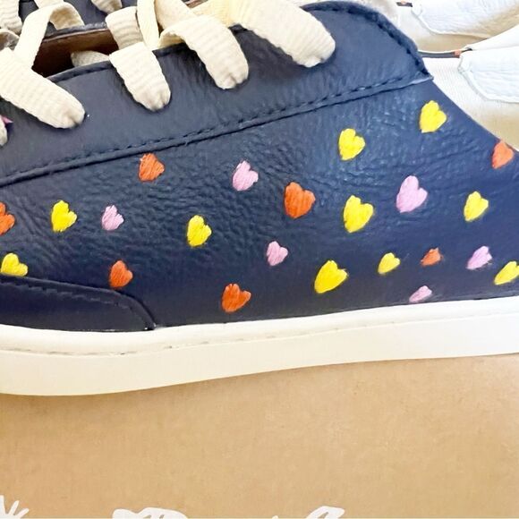 Soludos Queen Of Hearts Genuine Leather Embroidered Ibiza Sneakers, Blue Size 10 - Picture 4 of 15